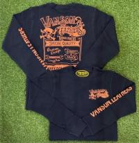 VANSON  skull&VANSON LOGO　長袖サーマルTEE　BLK