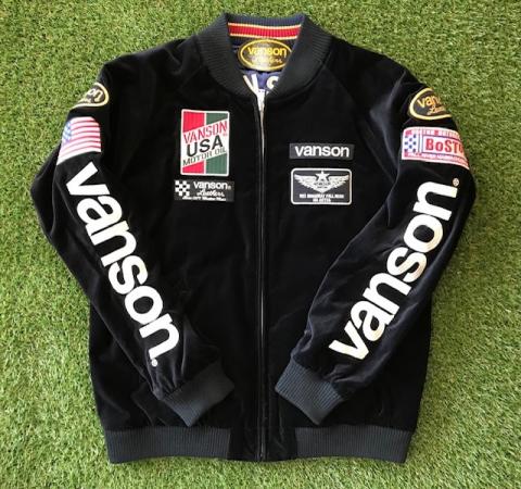 VANSON STAR&FLAG刺繍 別珍×レーヨンサテンリバーシブルスカジャン