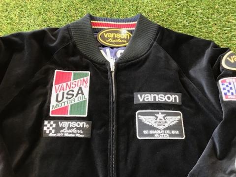 VANSON STAR&FLAG刺繍 別珍×レーヨンサテンリバーシブルスカジャン