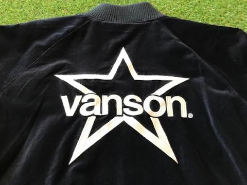 VANSON STAR&FLAG刺繍 別珍×レーヨンサテンリバーシブルスカジャン