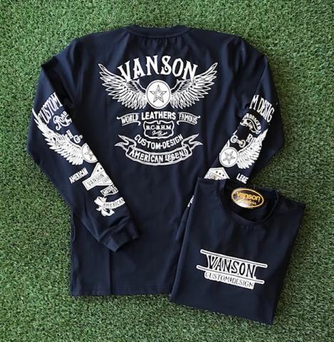 VANSON 長袖ドライロンTee BLACK