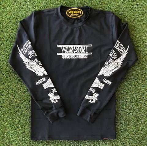 VANSON 長袖ドライロンTee BLACK