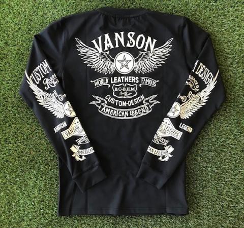 VANSON 長袖ドライロンTee BLACK