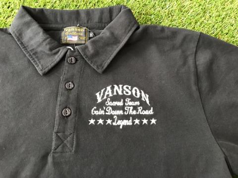 VANSON 半袖ポロシャツ　BLACK
