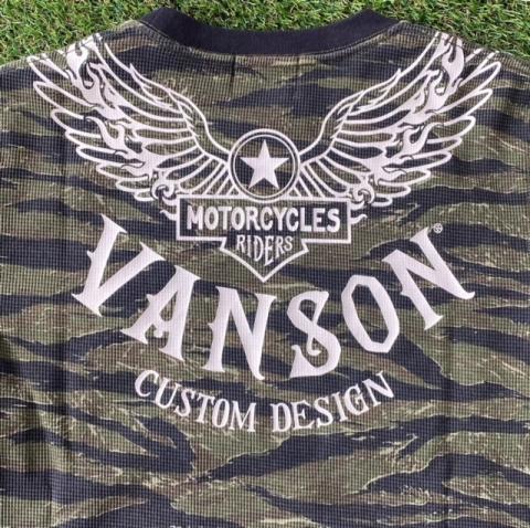 VANSON Flying ONE STAR サーマル6分袖Tシャツ TIGER CAMO