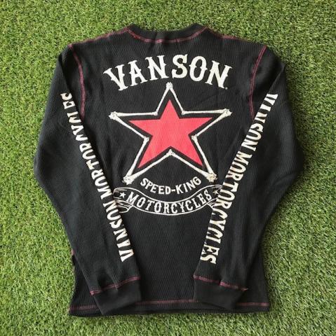 VANSON アイレットサーマル長袖Tシャツ BLK
