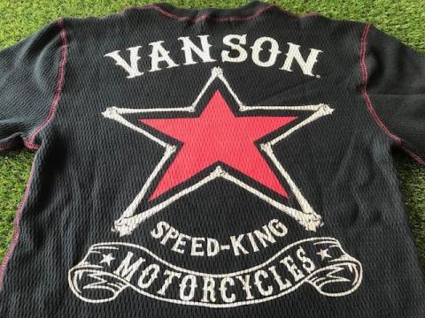 VANSON アイレットサーマル長袖Tシャツ BLK