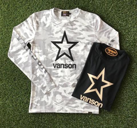 VANSON ONE STAR 長袖ドライロンTee  BLACK