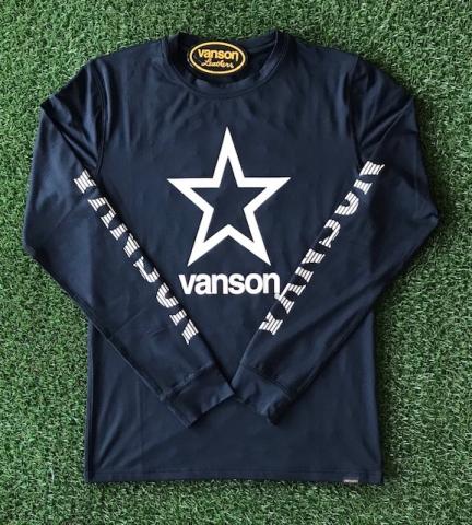 VANSON ONE STAR 長袖ドライロンTee  BLACK