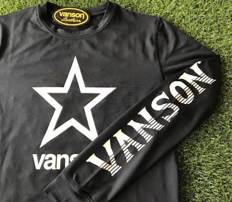 VANSON ONE STAR 長袖ドライロンTee  BLACK