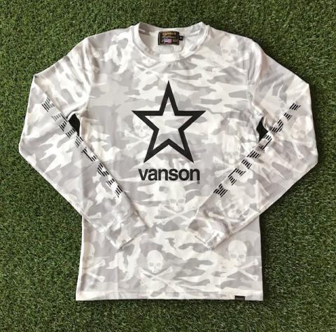 VANSON ONE STAR 長袖ドライロンTee  WHITE CAMO
