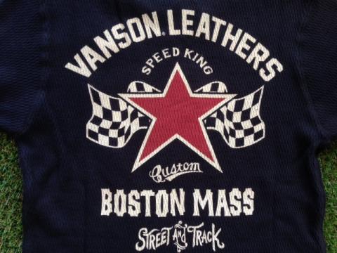 VANSON アイレットワッフル長袖Tシャツ BLK