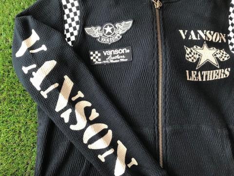 VANSON アイレットサーマル　ONE STAR パーカー　BLK