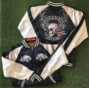 VANSON フライングスカル&LOGO×ファイヤーパターン　レーヨンサテンリバーシブルスカジャン