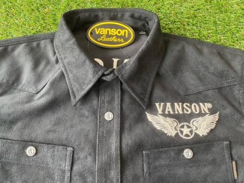 VANSON flying STAR 起毛ボンディングL/Sシャツ BLK