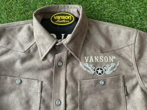 VANSON flying STAR 起毛ボンディングL/Sシャツ SAND BEIGE
