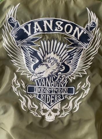 VANSON  Flying eagle & Fire skull フライトジャケットV.GREEN