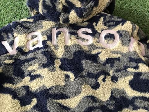VANSON ブランドロゴ リバーシブル・ファージャケット　CAMO