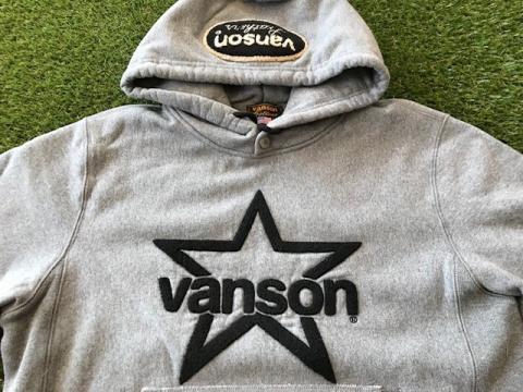 VANSON ONE STAR&VANSONロゴ刺繍パーカー　MIX GRAY