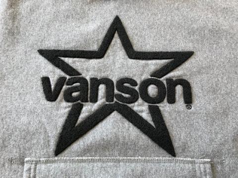 VANSON ONE STAR&VANSONロゴ刺繍パーカー　MIX GRAY